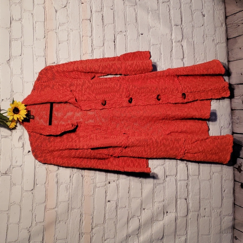 Fever cardigan boho style flair sleeve sweater orange Sz M
